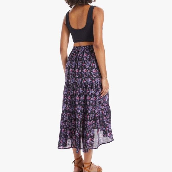 Xirena Iris Skirt Cotton Silk Lightweight Purple Floral Pockets Size Medium - Picture 5 of 10